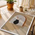 Bohem Kemer Vazo Kompozisyonu Beyaz Ahşap Çerçeveli Tablo Odası Duvar Dekoru Poster Obje