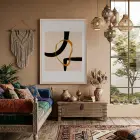 Siyah Altın Organik Form Doğal Ahşap Çerçeveli Tablo Poster Dekoratif Obje Ev Aksesuarları