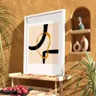 Siyah Altın Organik Form Beyaz Ahşap Çerçeveli Tablo Sanat İç Mekan Yatak Koridor