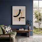 Siyah Altın Organik Form Ahşap Çerçeveli Tablo Oturma Odası Duvar Dekoru Poster Obje