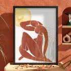 Güneşin Gölgesinde Soyut Figür Siyah Ahşap Çerçeveli Tablo Obje Ev Aksesuarları Modern Sanat