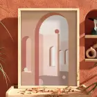 Pastel Kemerli Minimalizm Doğal Ahşap Çerçeveli Tablo Duvar Dekoru Poster Obje Ev Aksesuarları