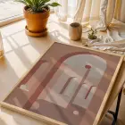 Pastel Kemerli Minimalizm Doğal Ahşap Çerçeveli Tablo Duvar Dekoru Poster Obje Ev Aksesuarları