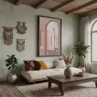 Pastel Kemerli Minimalizm Siyah Ahşap Çerçeveli Tablo Ev Aksesuarları Modern Sanat İç Mekan