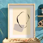 Nötr Tonlarda Soyut Çizgi Doğal Ahşap Çerçeveli Tablo Dekoratif Obje Ev Aksesuarları Modern