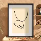 Organik Siyah Formlar Ahşap Çerçeveli Tablo Ev Aksesuarları Modern Sanat İç Mekan Yatak