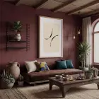Bej Minimal Akışkan Çizgiler Doğal Ahşap Çerçeveli Tablo Ofis Kanvas Görünümlü Salon Oturma