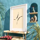 Bej Minimal Akışkan Çizgiler Beyaz Ahşap Çerçeveli Tablo Salon Oturma Odası Duvar Dekoru