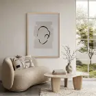 Organik Soyut Çizgi Doğal Ahşap Çerçeveli Tablo Koridor Ofis Kanvas Görünümlü Salon Oturma
