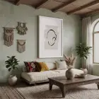 Organik Soyut Çizgi Beyaz Ahşap Çerçeveli Tablo Ev Aksesuarları Modern Sanat İç Mekan