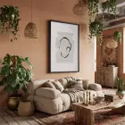 Organik Soyut Çizgi Siyah Ahşap Çerçeveli Tablo Salon Oturma Odası Duvar Dekoru Poster