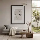 Organik Soyut Çizgi Siyah Ahşap Çerçeveli Tablo Salon Oturma Odası Duvar Dekoru Poster