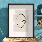 Organik Soyut Çizgi Siyah Ahşap Çerçeveli Tablo Salon Oturma Odası Duvar Dekoru Poster