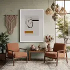 Sarı Dokunuşlu Soyut Denge Beyaz Ahşap Çerçeveli Tablo Dekorasyonu Poster Obje Ev Aksesuarları