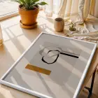 Sarı Dokunuşlu Soyut Denge Beyaz Ahşap Çerçeveli Tablo Dekorasyonu Poster Obje Ev Aksesuarları