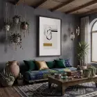 Sarı Dokunuşlu Soyut Denge Siyah Ahşap Çerçeveli Tablo Aksesuarları Modern Sanat İç Mekan