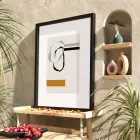 Sarı Dokunuşlu Soyut Denge Siyah Ahşap Çerçeveli Tablo Aksesuarları Modern Sanat İç Mekan