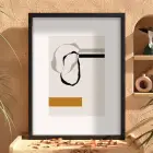 Sarı Dokunuşlu Soyut Denge Siyah Ahşap Çerçeveli Tablo Aksesuarları Modern Sanat İç Mekan