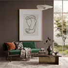Nötr Tonlarda Akıcı Sanat Doğal Ahşap Çerçeveli Tablo Oturma Odası Duvar Dekoru Poster