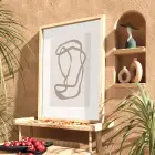 Nötr Tonlarda Akıcı Sanat Doğal Ahşap Çerçeveli Tablo Oturma Odası Duvar Dekoru Poster