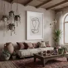 Nötr Tonlarda Akıcı Sanat Beyaz Ahşap Çerçeveli Tablo Yatak Koridor Ofis Kanvas Görünümlü