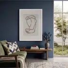 Nötr Tonlarda Akıcı Sanat Beyaz Ahşap Çerçeveli Tablo Yatak Koridor Ofis Kanvas Görünümlü