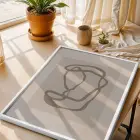 Nötr Tonlarda Akıcı Sanat Beyaz Ahşap Çerçeveli Tablo Yatak Koridor Ofis Kanvas Görünümlü