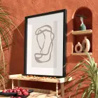 Nötr Tonlarda Akıcı Sanat Siyah Ahşap Çerçeveli Tablo Salon Oturma Odası Duvar Dekoru