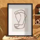 Nötr Tonlarda Akıcı Sanat Siyah Ahşap Çerçeveli Tablo Salon Oturma Odası Duvar Dekoru