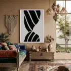 Monokrom Şerit Akışı Beyaz Ahşap Çerçeveli Tablo Oturma Odası Duvar Dekoru Poster Obje