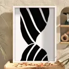 Monokrom Şerit Akışı Beyaz Ahşap Çerçeveli Tablo Oturma Odası Duvar Dekoru Poster Obje