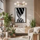 Monokrom Şerit Akışı Siyah Ahşap Çerçeveli Tablo Poster Dekoratif Obje Ev Aksesuarları Modern