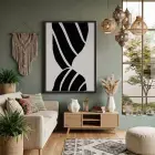 Monokrom Şerit Akışı Siyah Ahşap Çerçeveli Tablo Poster Dekoratif Obje Ev Aksesuarları Modern