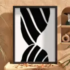 Monokrom Şerit Akışı Siyah Ahşap Çerçeveli Tablo Poster Dekoratif Obje Ev Aksesuarları Modern