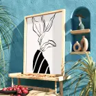 Minimalist Çizgi Form Doğal Ahşap Çerçeveli Tablo Kanvas Görünümlü Salon Oturma Odası Duvar