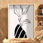 Minimalist Çizgi Form Doğal Ahşap Çerçeveli Tablo Kanvas Görünümlü Salon Oturma Odası Duvar