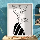 Minimalist Çizgi Form Beyaz Ahşap Çerçeveli Tablo Oturma Odası Duvar Dekoru Poster Obje