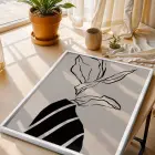 Minimalist Çizgi Form Beyaz Ahşap Çerçeveli Tablo Oturma Odası Duvar Dekoru Poster Obje
