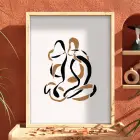 Akışkan Abstre Toprak Tonları Doğal Ahşap Çerçeveli Tablo Salon Oturma Odası Duvar Dekoru