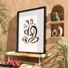 Akışkan Abstre Toprak Tonları Siyah Ahşap Çerçeveli Tablo Kanvas Görünümlü Salon Oturma Odası