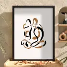 Akışkan Abstre Toprak Tonları Siyah Ahşap Çerçeveli Tablo Kanvas Görünümlü Salon Oturma Odası