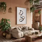 Akışkan Toprak Tonları Soyut Sanat Doğal Ahşap Çerçeveli Tablo Modern İç Mekan Yatak