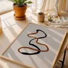 Akışkan Toprak Tonları Soyut Sanat Doğal Ahşap Çerçeveli Tablo Modern İç Mekan Yatak