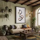 Akışkan Toprak Tonları Soyut Sanat Siyah Ahşap Çerçeveli Tablo Duvar Dekoru Poster Obje