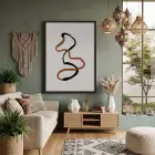 Akışkan Toprak Tonları Soyut Sanat Siyah Ahşap Çerçeveli Tablo Duvar Dekoru Poster Obje