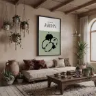 Yeşil Bahçe Elması Siyah Ahşap Çerçeveli Tablo Oturma Odası Duvar Dekoru Poster Obje