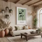 Adaçayı Botanik Çizim Beyaz Ahşap Çerçeveli Tablo Bohem Modern Sanat İç Mekan Yatak