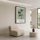 Adaçayı Botanik Çizim Siyah Ahşap Çerçeveli Tablo Bohem Görünümlü Salon Oturma Odası Duvar