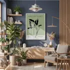 Minimalist Botanik Yeşil Sanat Beyaz Ahşap Çerçeveli Tablo Bohem Poster Dekoratif Obje Ev