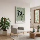 Minimalist Botanik Yeşil Sanat Beyaz Ahşap Çerçeveli Tablo Bohem Poster Dekoratif Obje Ev